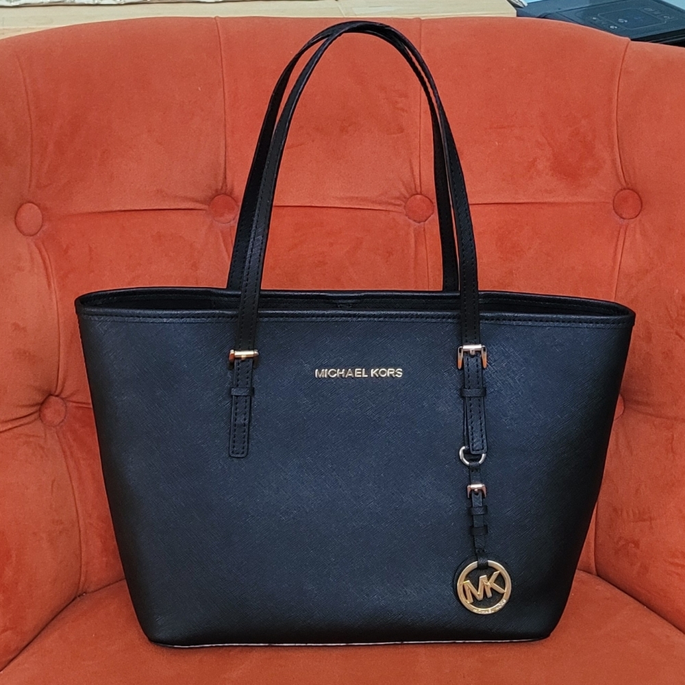 Michael Kors Medium Saffiano Leather Black Tote Bag